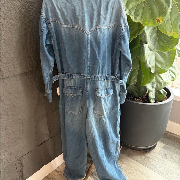 Free people Vintage-Style Denim Coverall Jumpsuit - Light Blue - Picture 4 of 4